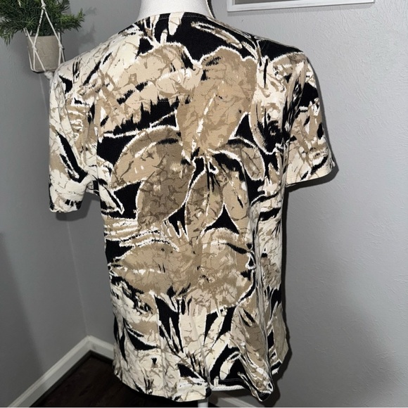 *3 for $15* BonWorth Womens Petite S Short Sleeve Brown & Black Top Blouse Metal - Picture 2 of 9